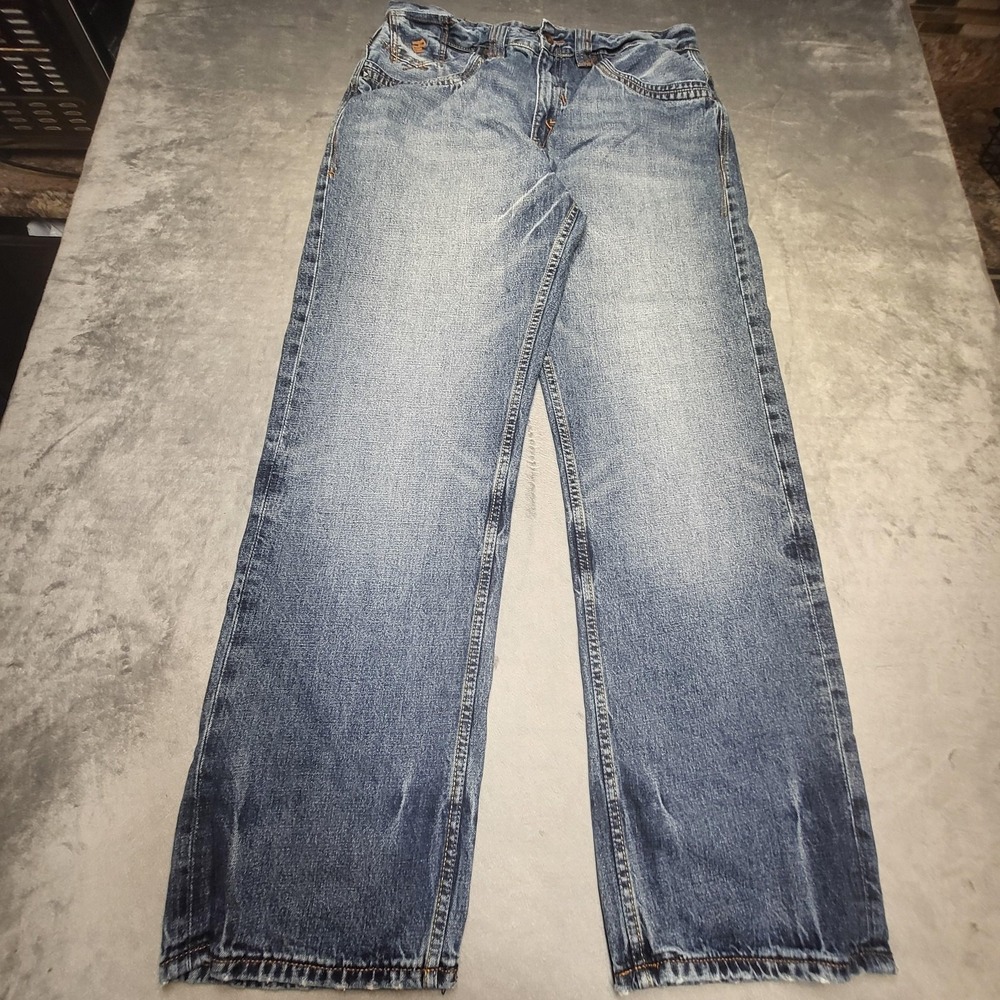 Rocawear Jeans Mens 36 Blue Straight Relaxed Medium Wash Denim Embroidered